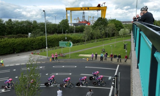 The Orica Greenedge team during their time trial