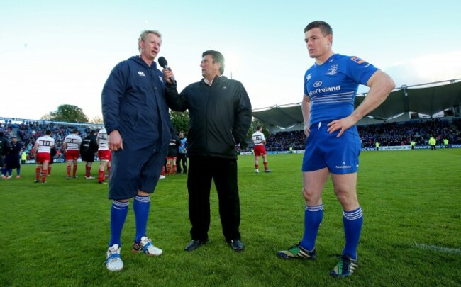 Leo Cullen and Brian O'Driscoll with Des Cahill