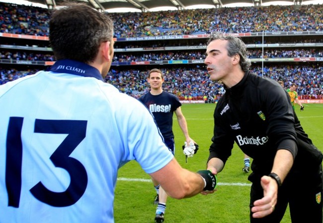 Jim McGuinness congratulates Alan Brogan