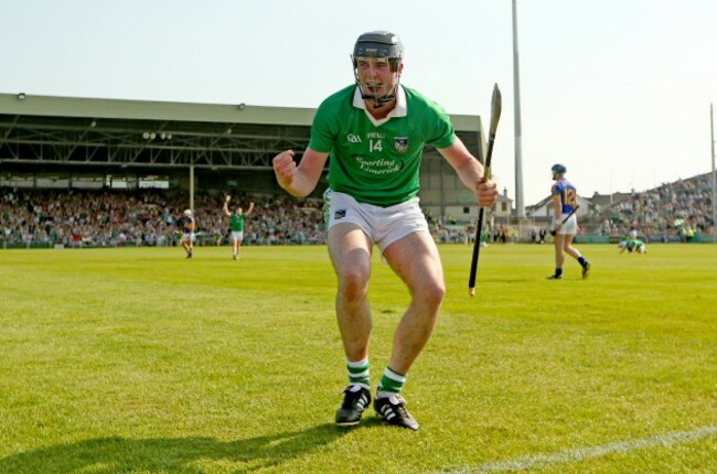 Declan Hannon celebrates at the final whistle