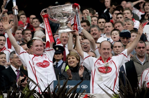 Chris Lawn and Peter Canavan holds up the Sam Maguire 25/9/2005