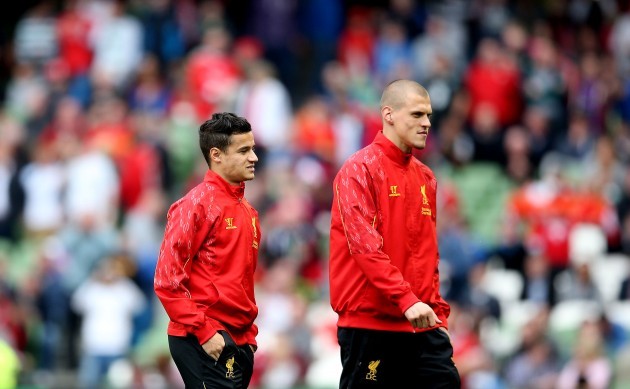 Philippe Coutinho and Martin Skrtel at the game