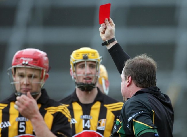 Tommy Walsh of Kilkenny is sent off by referee Michael Wadding