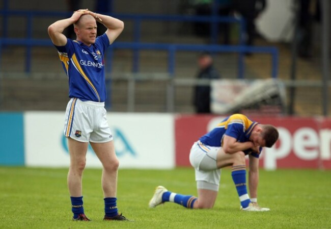 A dejected Dermot Brady and Mickey Quinn