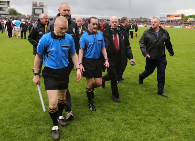 David Coldrick leaves the pitch after the game