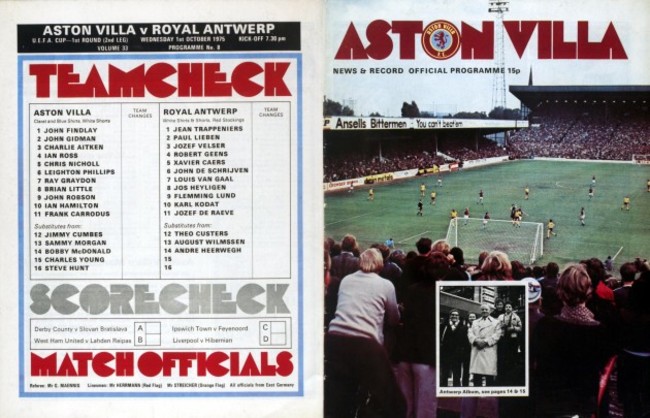 Soccer - UEFA Cup - First Round Second Leg - Aston Villa v Royal Antwerp