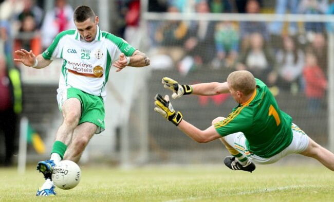 Cathal McCrann saves a goal bound effort from Eoin O'Neill