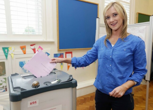 Kate Feeney votes. Fianna Fail candida