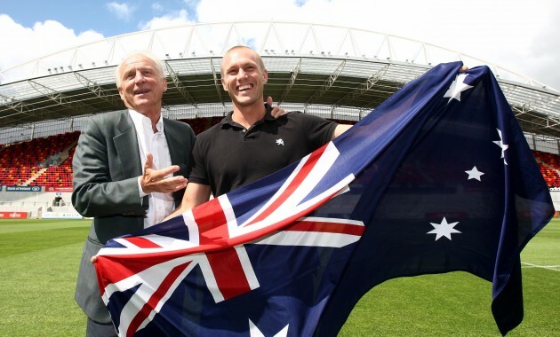 Munster's Paul Warwick alongside manager Giovanni Trapattoni