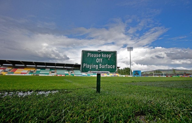 General view of Tallaght Stadium after the game was postponed due to a waterlogged pitch
