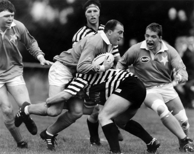 Keith Wood tries to break through the defence