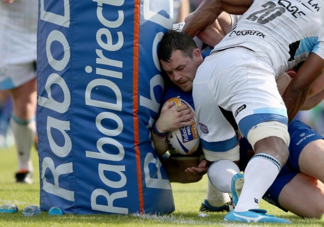 Cian Healy nearly scores a try but is held in the tackle