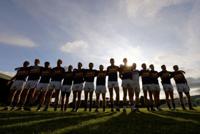 Tipperary players stand together for the national anthem