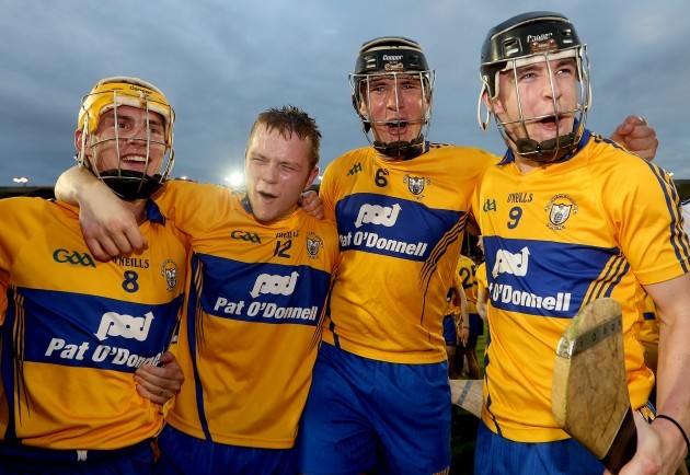 Colm Galvin, Aaron Cunninghamm Alan O'Neill and Tony Kelly celebrate