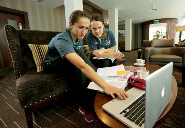 Dora Gorman and Ciara Grant studying for their third year medical exams