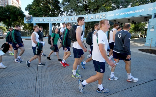 Ireland players arrive for a weights session