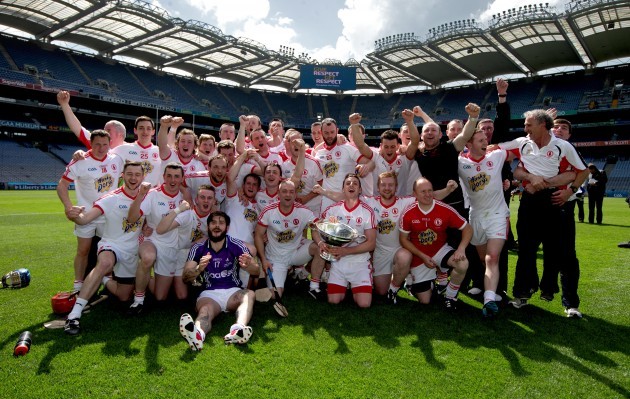 Tyrone celebrate with The Nicky Rackard Cup