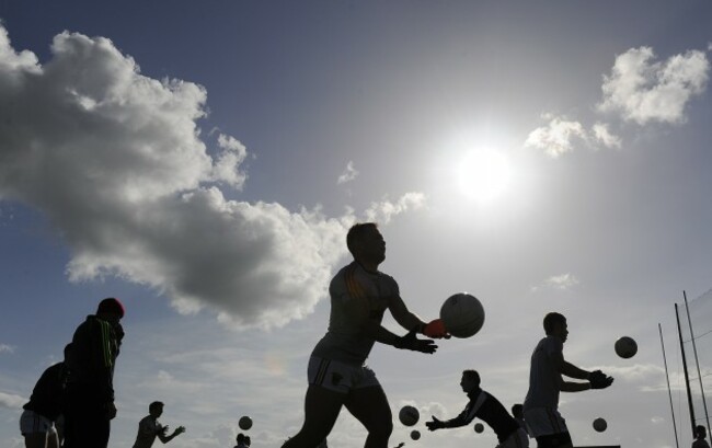 Wexford players warm up ahead of the game