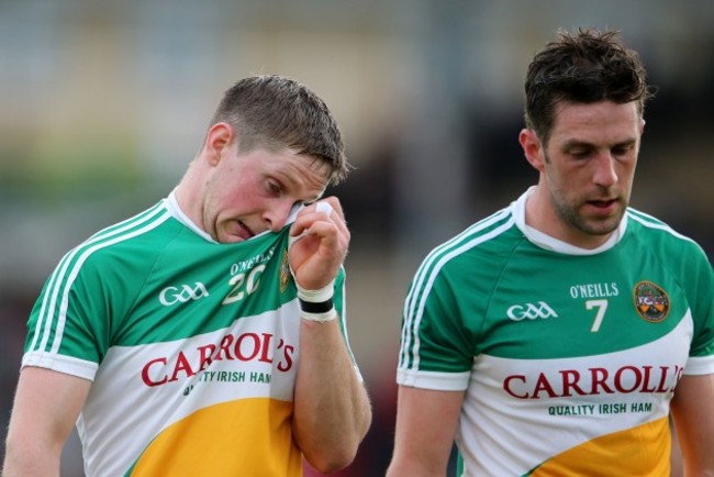 A dejected Chris McDonald and Cathal Parlon