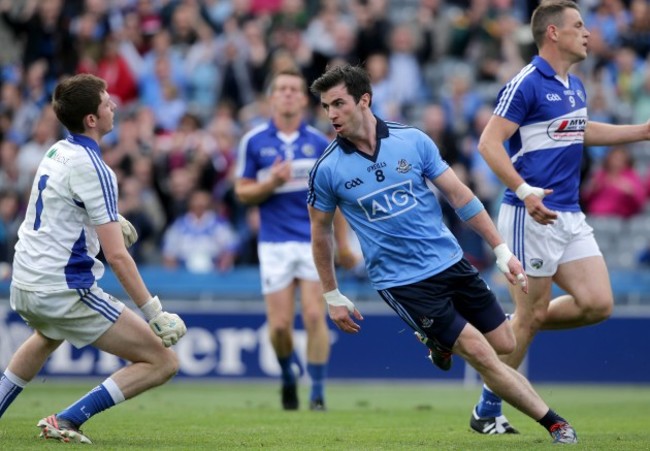 Michael Darragh Macauley looks at Graham Brody after scoring a goal