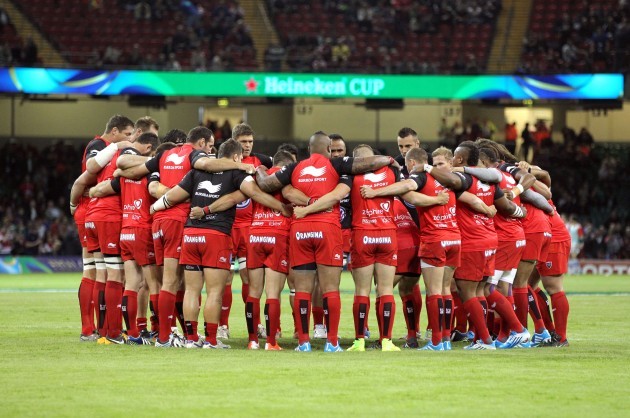 The Toulon team huddle before the game
