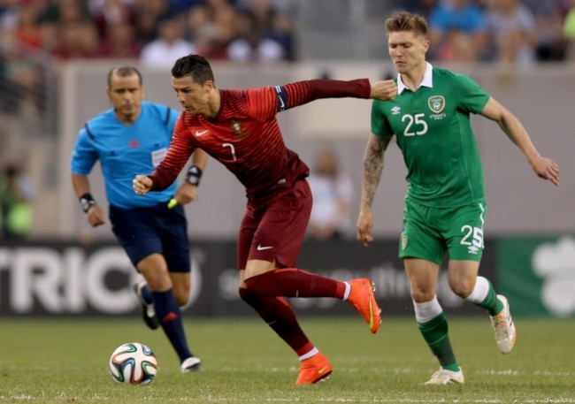 Cristiano Ronaldo of Portugal with Jeff Hendrick