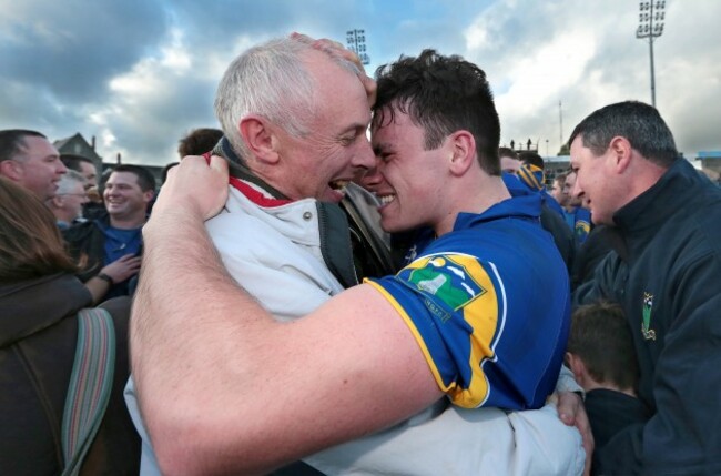 Padraigh Jennings celebrates with his father Pat Jennings after the game