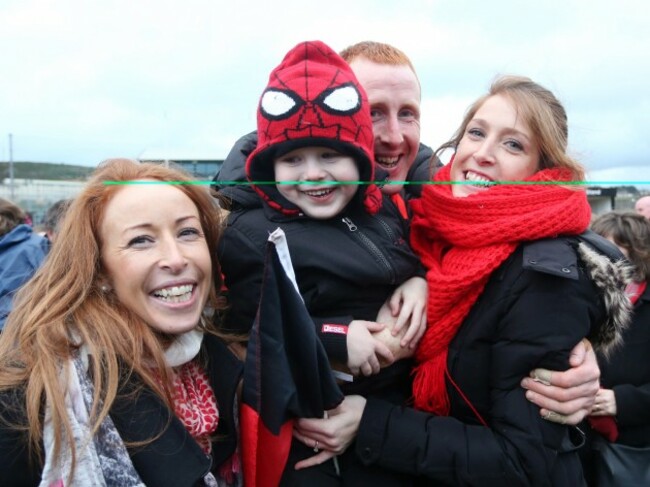 Eward Coady celebrates with his son Darragh and sisters Marie and Anne