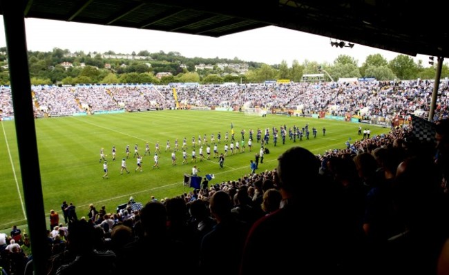 The team parade before the game at Pairc Ui Chaoimh