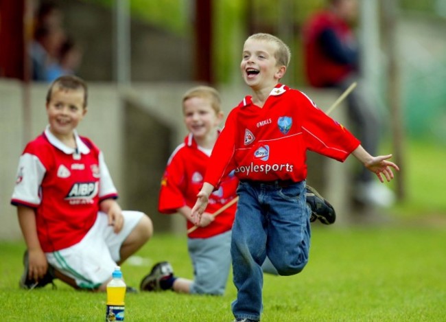 General view of young Louth fans celebrating