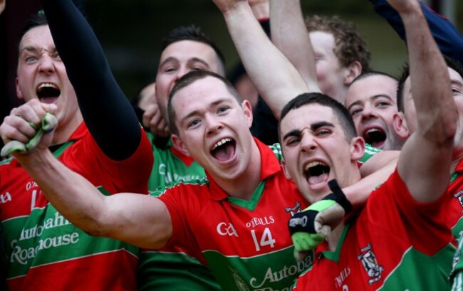 Dean Rock and James McCarthy celebrate after the game