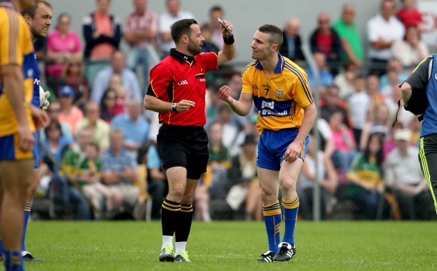 Shane Hickey is black carded by referee David Gough