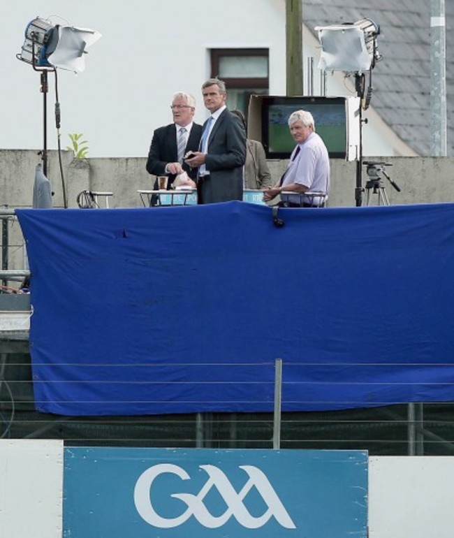 Pat Spillane, Colm O'Rourke and Michael Lyster look on