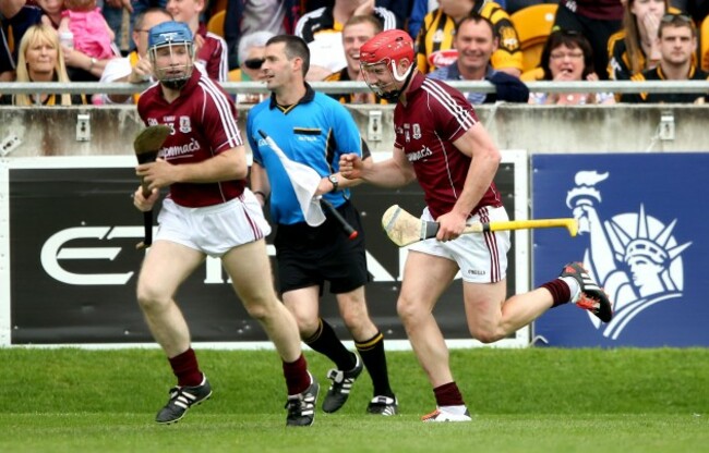 Joe Canning celebrates scoring the equalising point