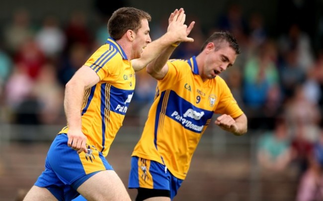 Gary Brennan celebrates scoring his sides first goal with Shane McGrath