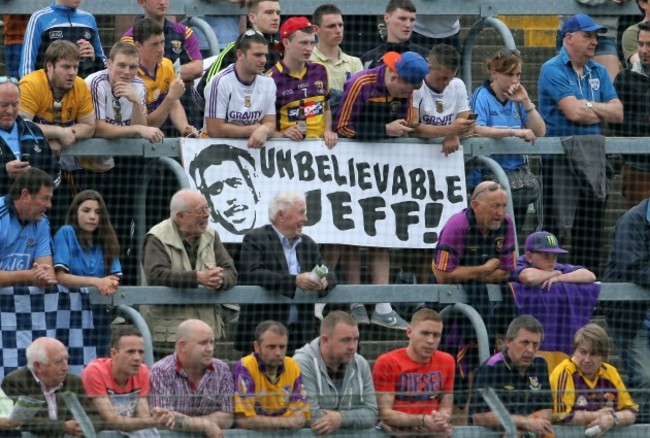 General view of a banner in the crowd