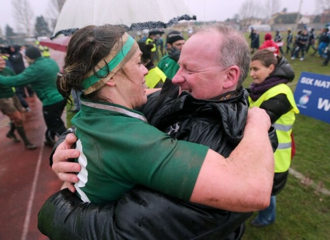 Lynne Cantwell and Phillip Doyle celebrate