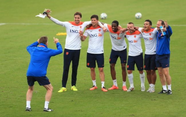 Soccer - FIFA World Cup 2014 - Quarter Final - Netherlands v Costa Rica - Netherlands Training and Press Conference - Estadio Jose Bastos Padilh