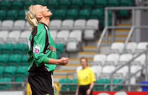 Stephanie Roche celebrates scoring the first goal of the game