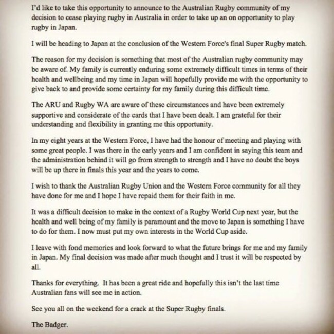Nick Cummins statement