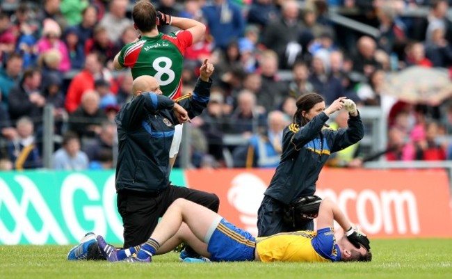 Donie Shine leaves the field injured