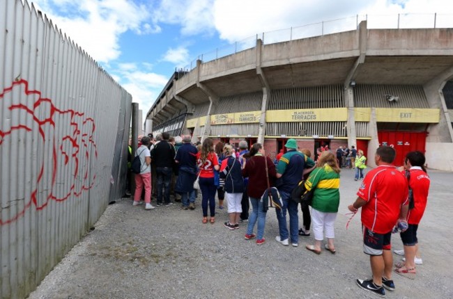 Cork and Kerry supporters queue to enter Pairc Ui Chaoimh