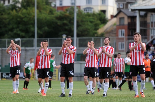 Derry players applaud their fans after the game 10/7/2014