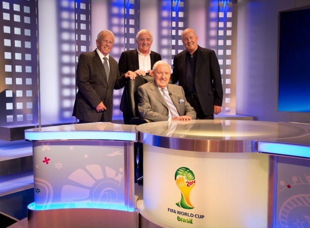 Bill O'Herlihy pictured with John Giles, Eamon Dunphy and Liam Brady