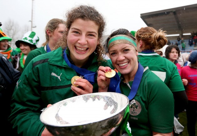 Jenny Murphy and Lynne Cantwell celebrate