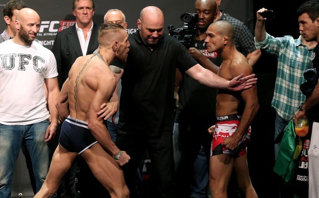 President of the UFC Dana White separates Conor McGregor and Diego Brando 18/7/2014