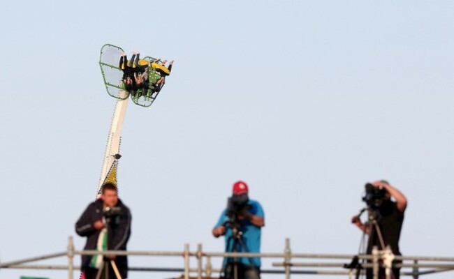 A general view of the fun fair on Bray seafront above the television gantry