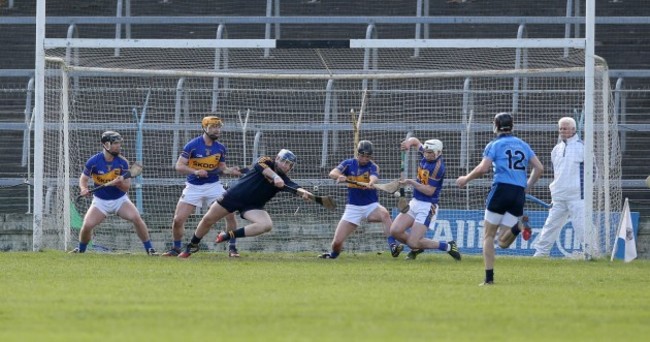 A penalty from Paul Ryan is saved by the Tipp defence