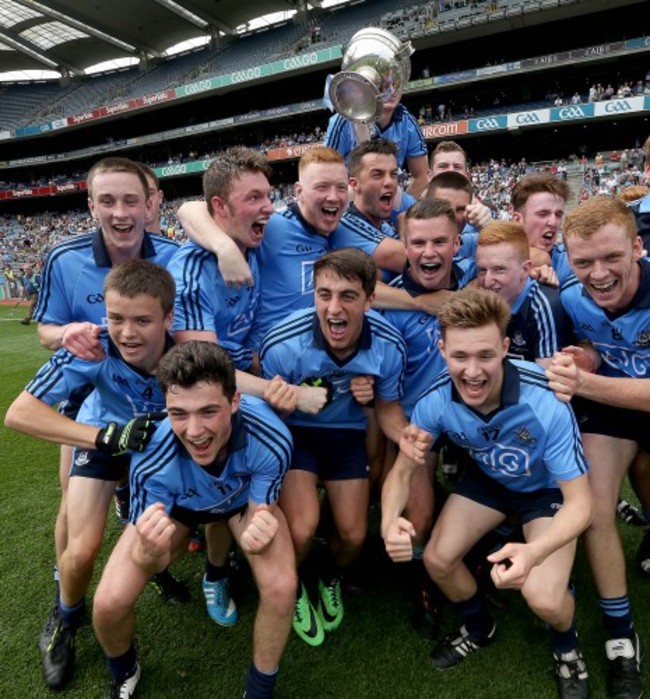 The Dublin minor team celebrate with the cup after the game