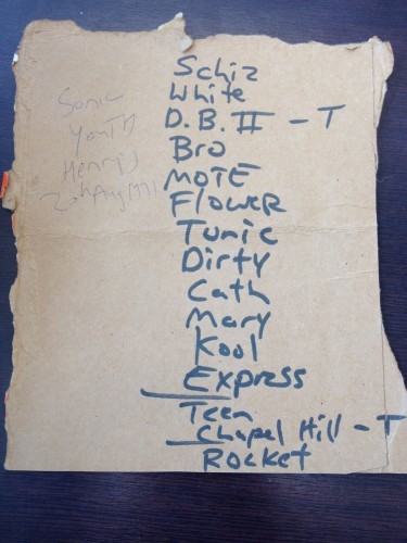 Sonic Youth Set List (one of two) - Morty McCarthy
